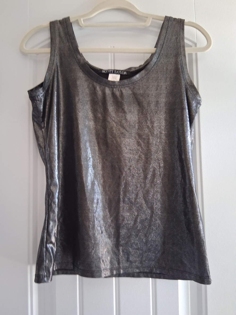 Scott Taylor Shimmery Silver  Black Tank Top for Women